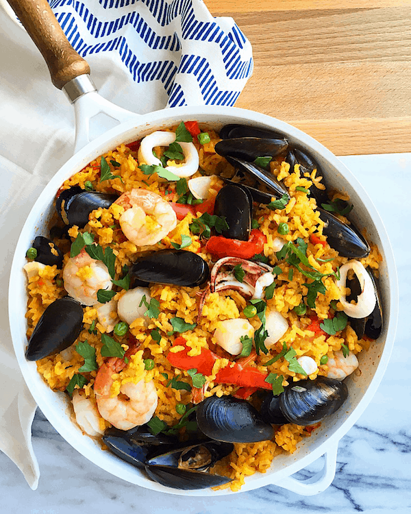 Cast Iron Skillet Seafood Paella