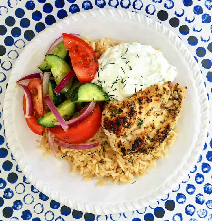 Greek Chicken Rice Bowl with Tzatziki