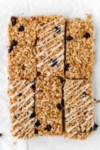 The Best Blueberry Granola Bars with Greek Yogurt Drizzle