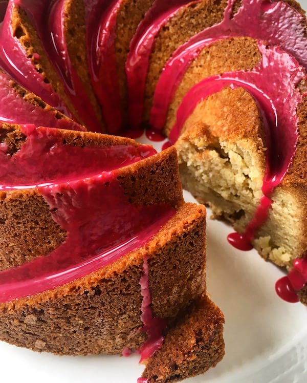 Almond Bundt Cake Hibiscus Glaze