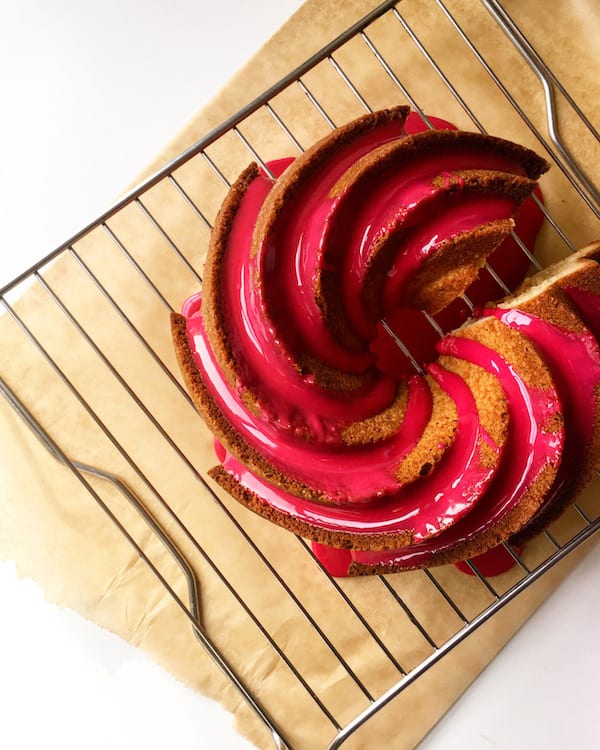 Strawberry Hibiscus Swirl Bundt Cake