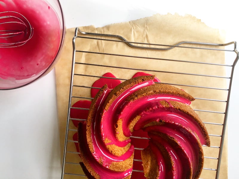 Delicious Almond Cake with Hibiscus Glaze