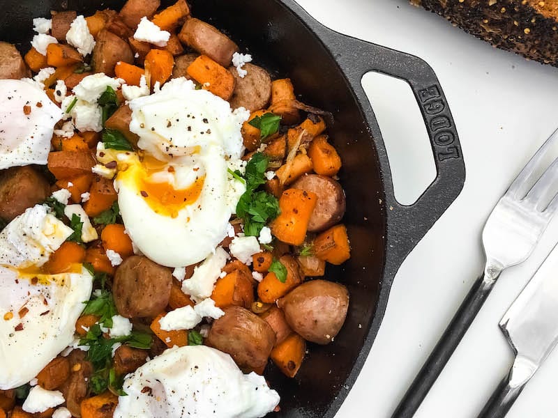 poached-eggs-sausage-hash