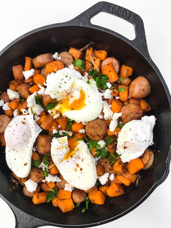 Sweet Potato Hash with Poached Eggs