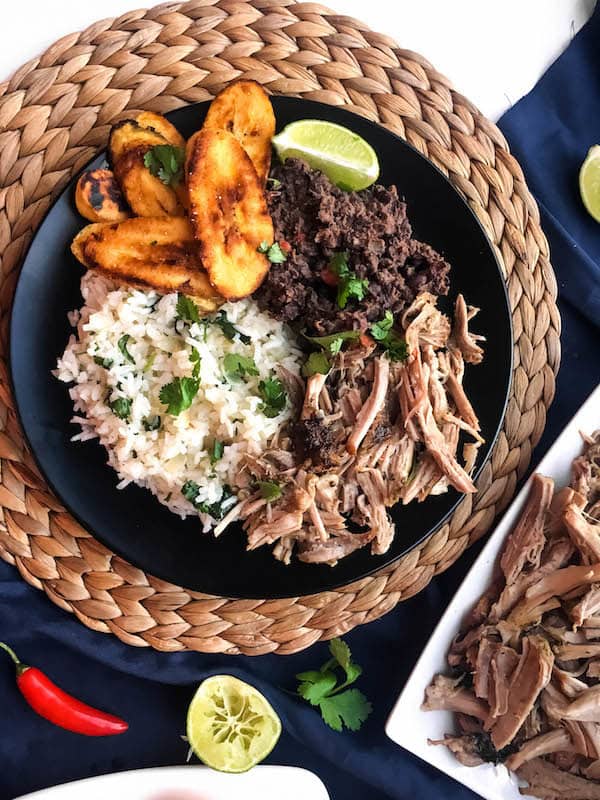 Cuban Pork Rice Bowls with Black Beans and Plantains