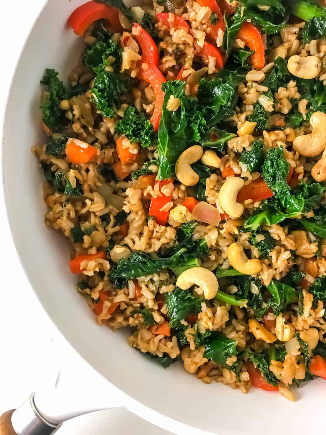 Kale and Roasted Cashew Fried Rice Baked Ambrosia