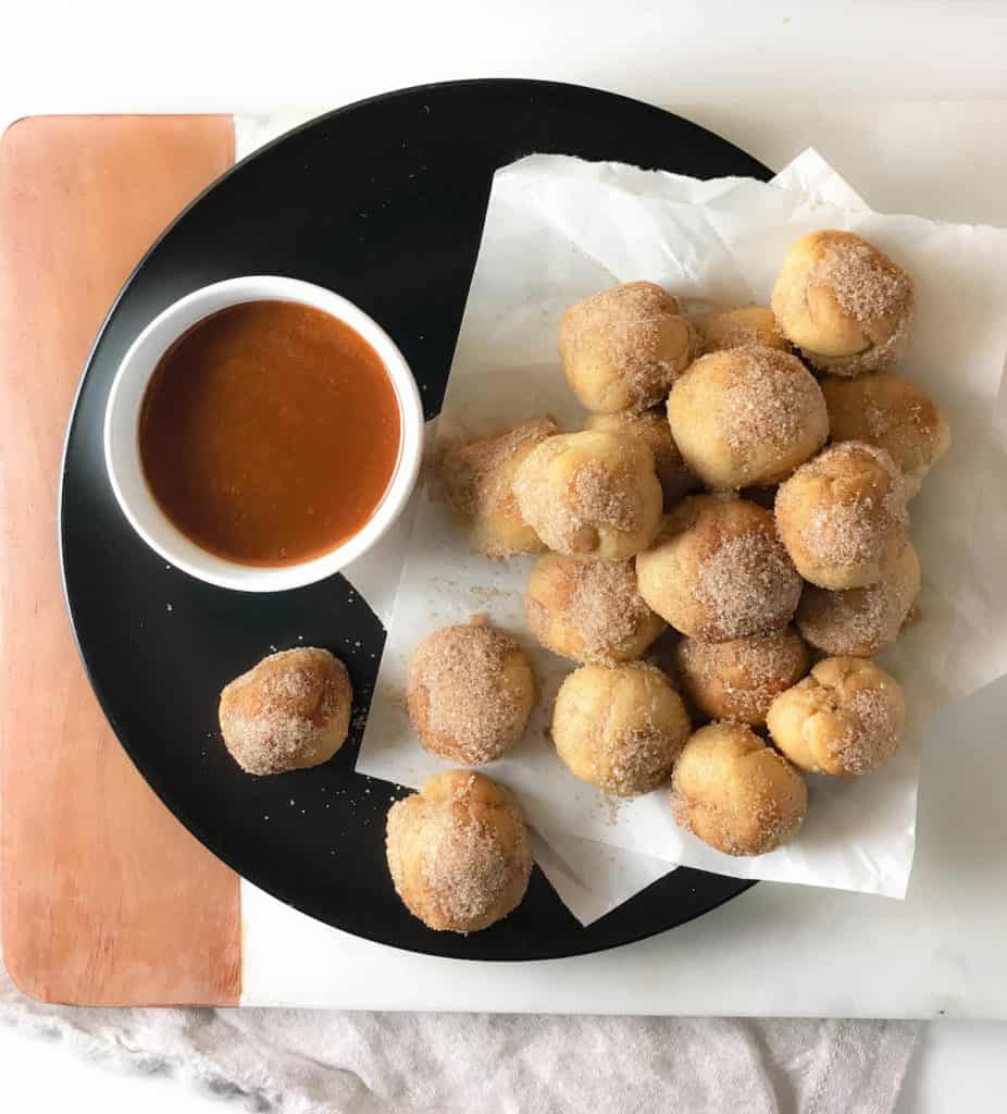 Baked Churro Bites with Homemade Dulce de Leche