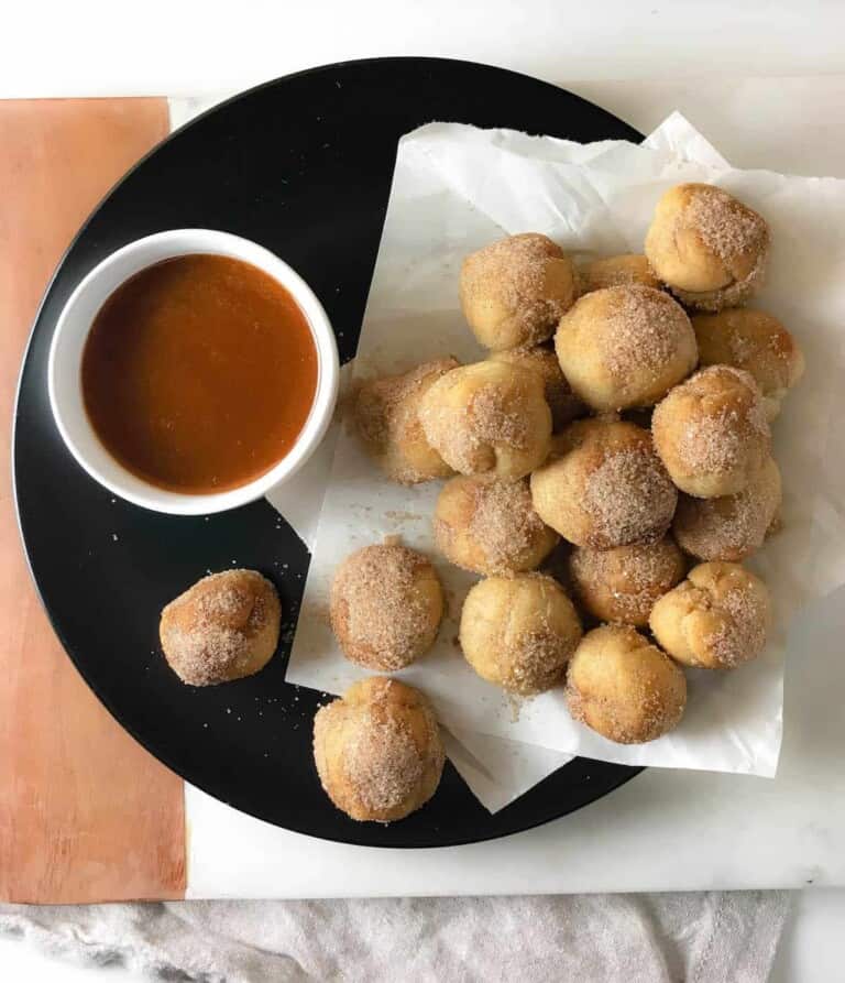 Baked Churro Bites with Homemade Dulce de Leche