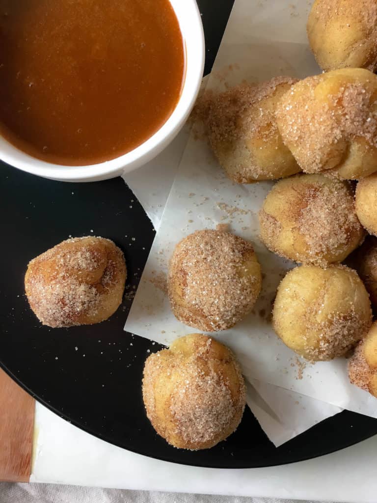 Healthy Churro Bites with Homemade Dulce de Leche