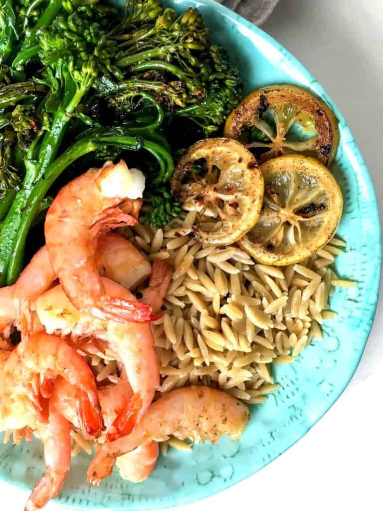 Lemon Shrimp Orzo Bowls with Broccolini