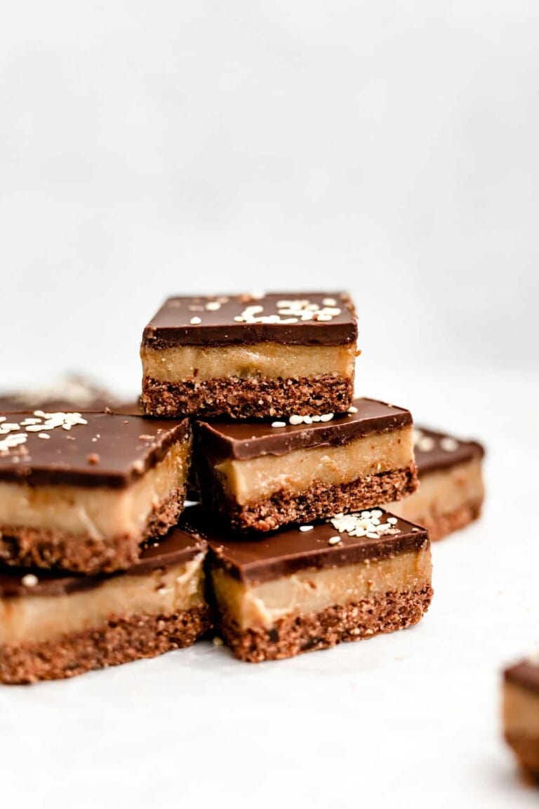 Dark Chocolate Tahini Bars (Vegan + Gluten Free)