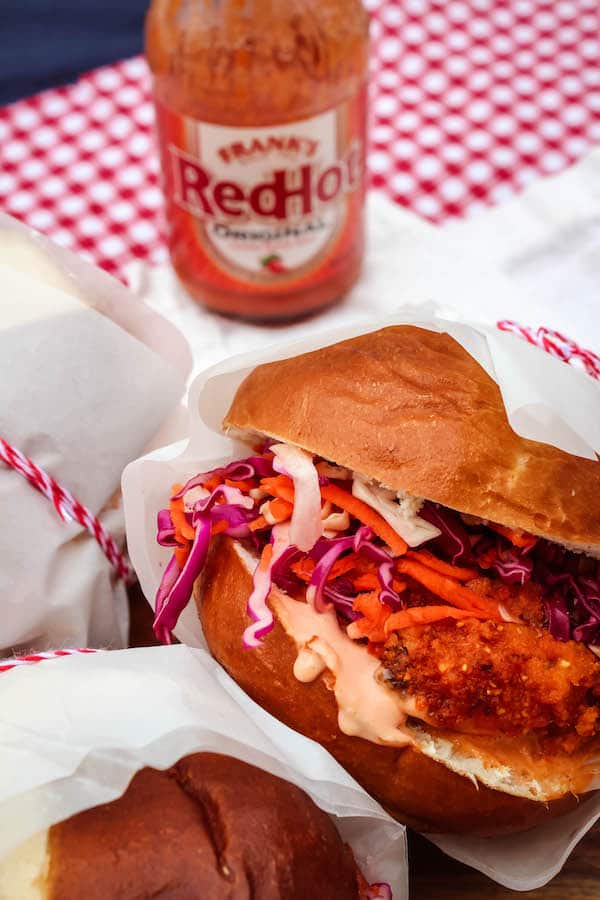 Healthier Oven Fried Buffalo Chicken Sandwich