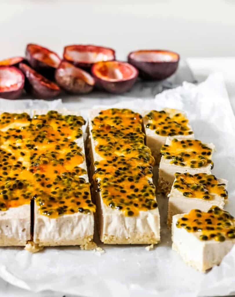 No Bake Coconut Passionfruit Bars Gluten Free Paleo Vegan