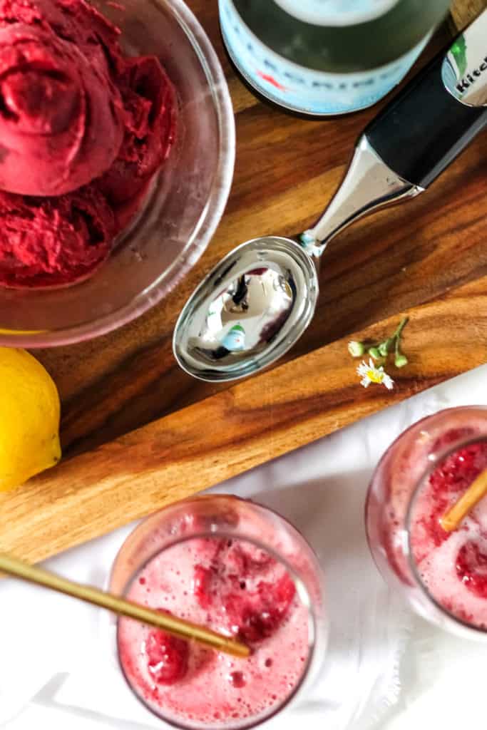 Cherry Sorbet Floats with San Pellegrino