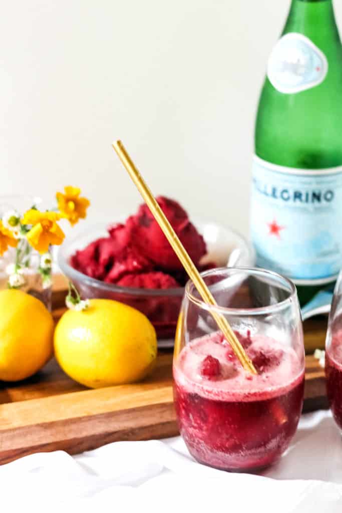 Cherry Sorbet Floats with San Pellegrino