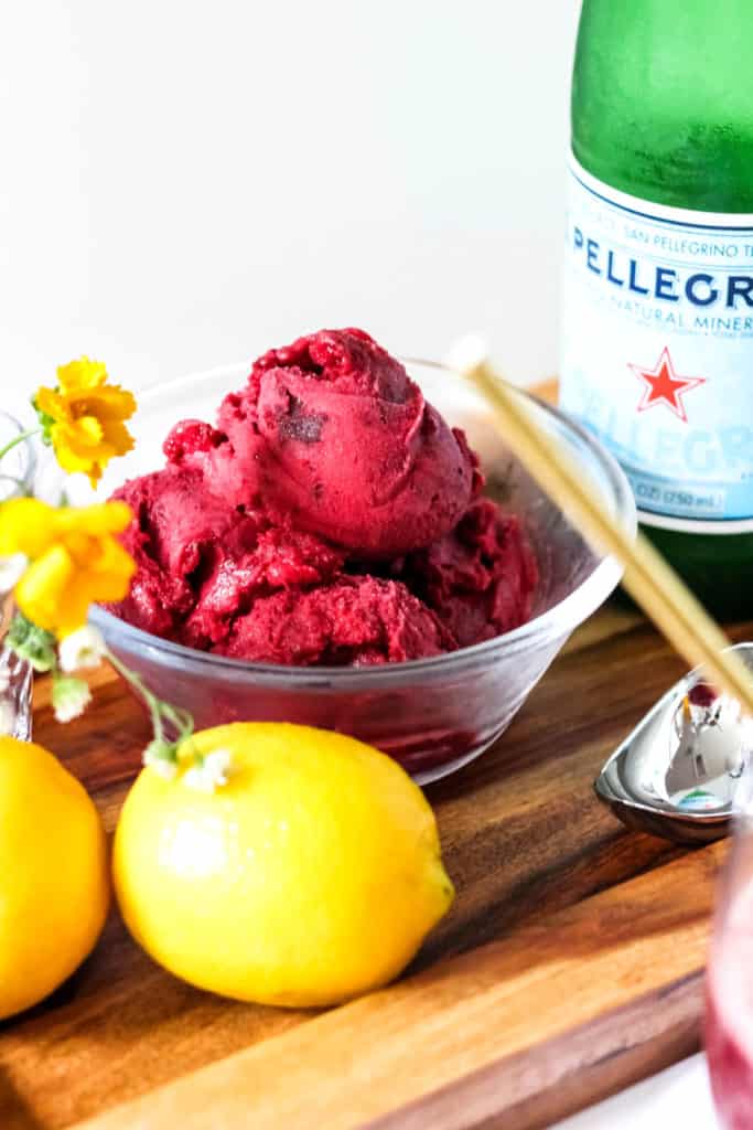 Cherry Sorbet Floats with San Pellegrino