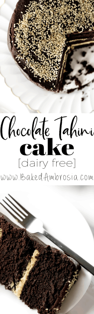 Chocolate Tahini Layer Cake (Dairy Free)