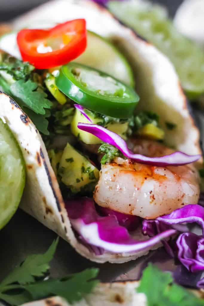 Healthy grilled shrimp tacos