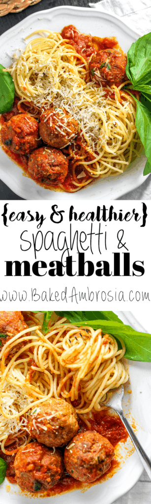 {Easy and Healthier} Spaghetti and Baked Meatballs