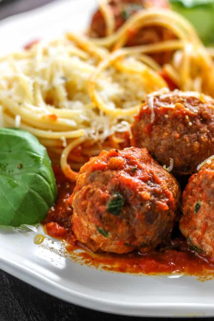 {Easy and Healthier} Spaghetti and Baked Meatballs