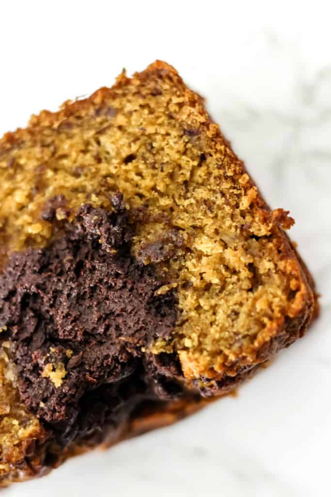 Banana Bread with a Dark Chocolate Center