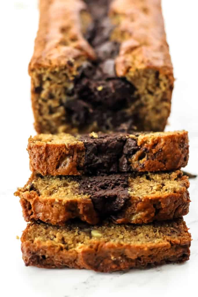 Banana Bread with a Dark Chocolate Center