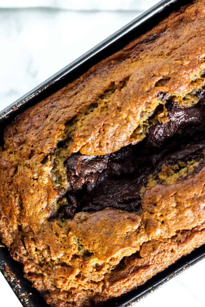 Banana Bread with a Dark Chocolate Center