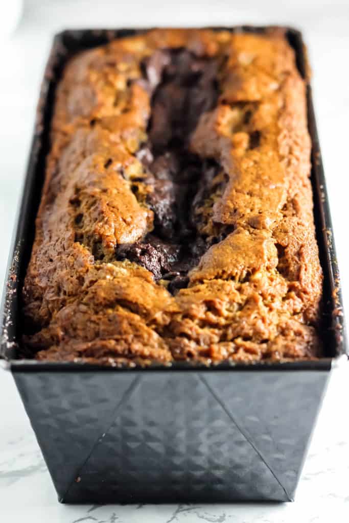 Banana Bread with a Dark Chocolate Center