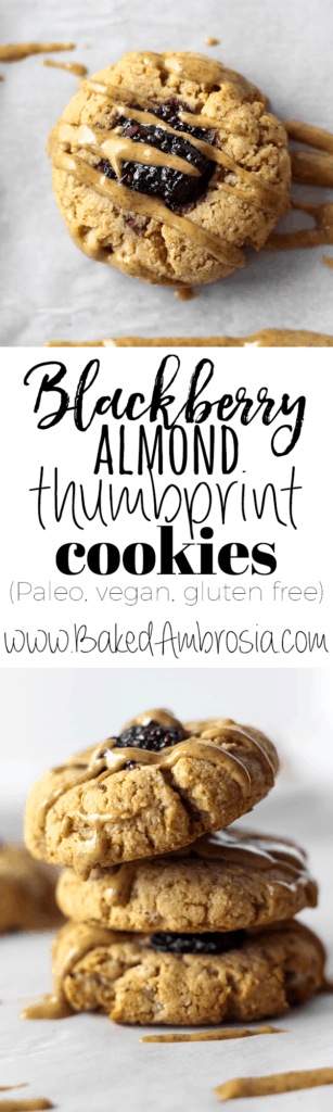 Blackberry Almond Thumbprint Cookies (Paleo, Gluten Free, Vegan)