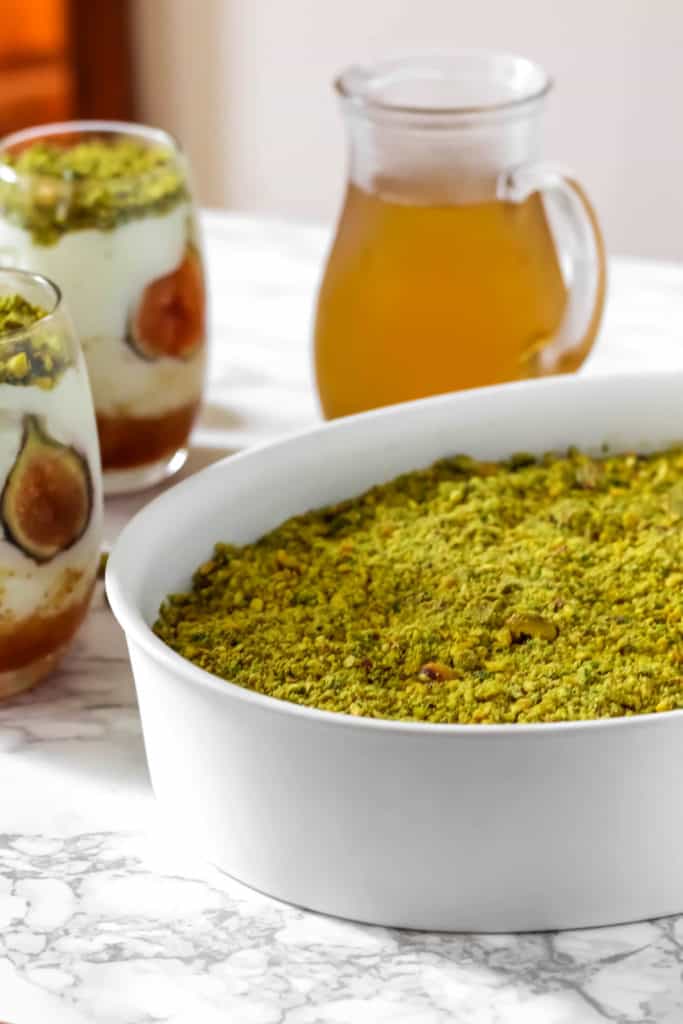 Lebanese Mahalepi with Figs (Milk Pudding with Orange Blossom Syrup)
