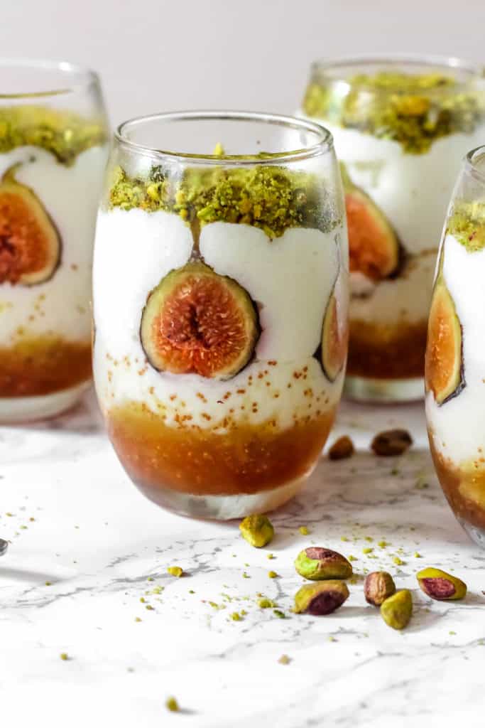 Lebanese Mahalepi with Figs (Milk Pudding with Orange Blossom Syrup)
