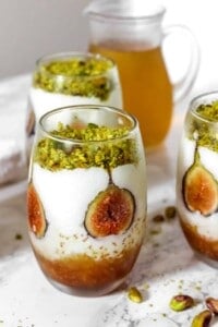 Lebanese Mahalepi with Figs (Milk Pudding with Orange Blossom Syrup)