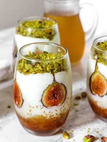Lebanese Mahalepi with Figs (Milk Pudding with Orange Blossom Syrup)