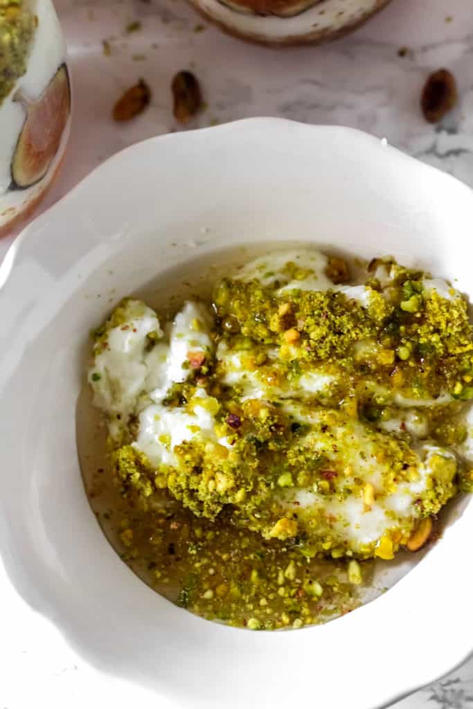 Lebanese Mahalepi with Figs (Milk Pudding with Orange Blossom Syrup)