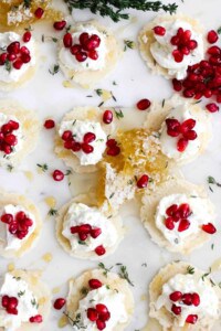 Honey Thyme Whipped Goat Cheese Bites with Pomegranate