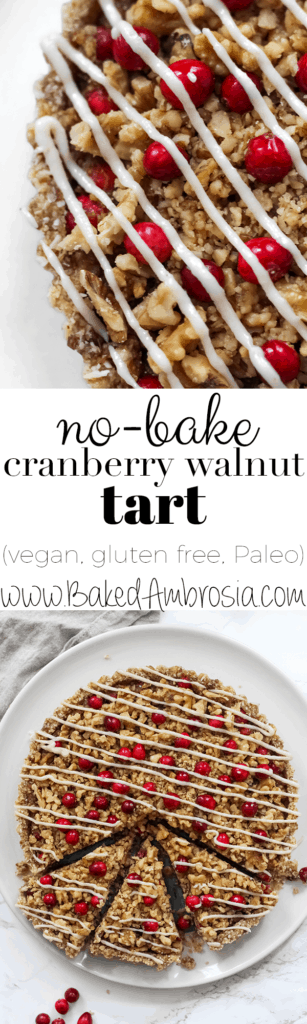 No-Bake Cranberry Walnut Tart (vegan, gluten free, Paleo)