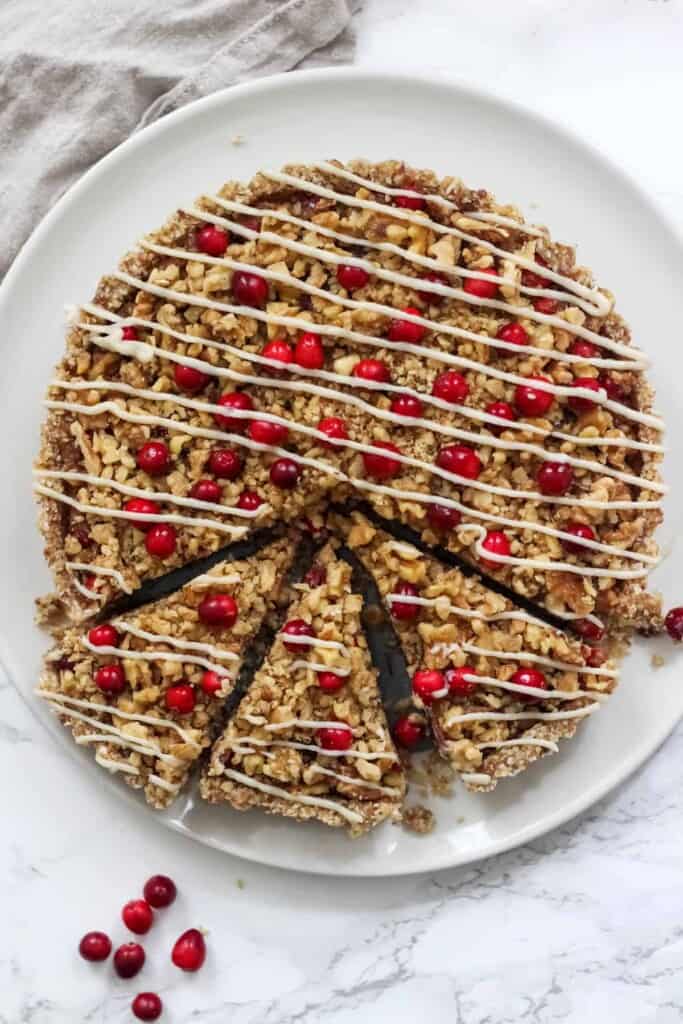 No-Bake Cranberry Walnut Tart (vegan, gluten free, Paleo)