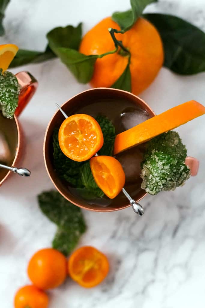 Winter Citrus Moscow Mule with Candied Mint