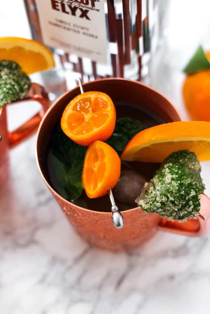 Winter Citrus Moscow Mule with Candied Mint