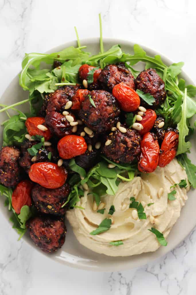 Balsamic Fig Glazed One-Skillet Meatballs