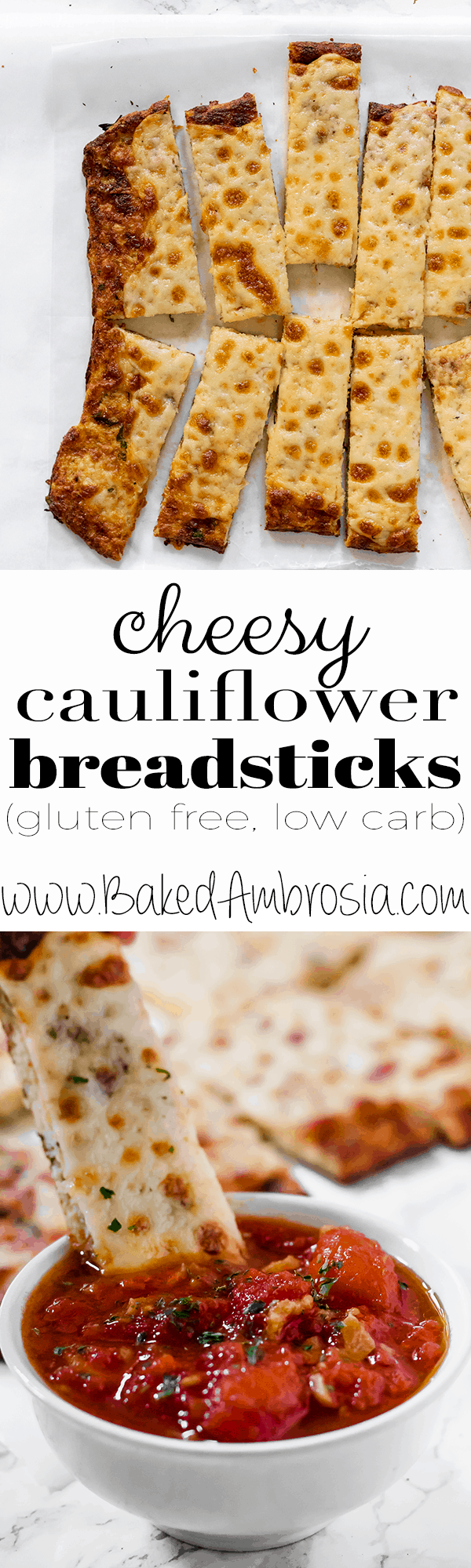 Low Carb Cheesy Cauliflower Breadsticks (gluten free, grain free)