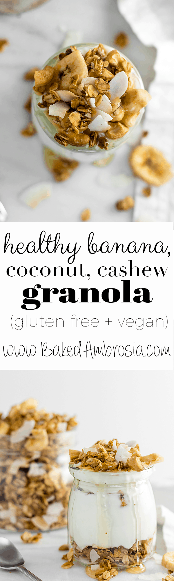 Healthy Banana Coconut Cashew Granola (gluten free + vegan)