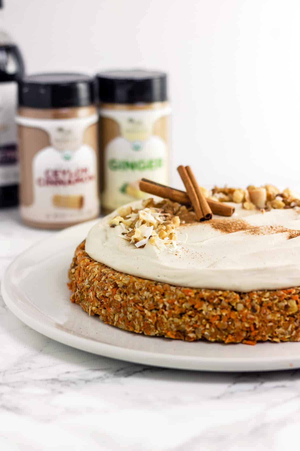 Raw Carrot Cake with Cashew "Cream Cheese" Frosting (Vegan, Gluten Free, Refined Sugar Free)