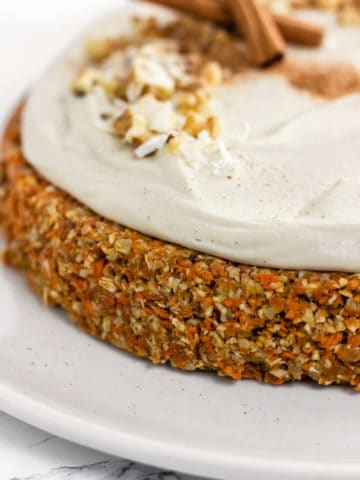 Raw Carrot Cake with Cashew "Cream Cheese" Frosting (Vegan, Gluten Free, Refined Sugar Free)