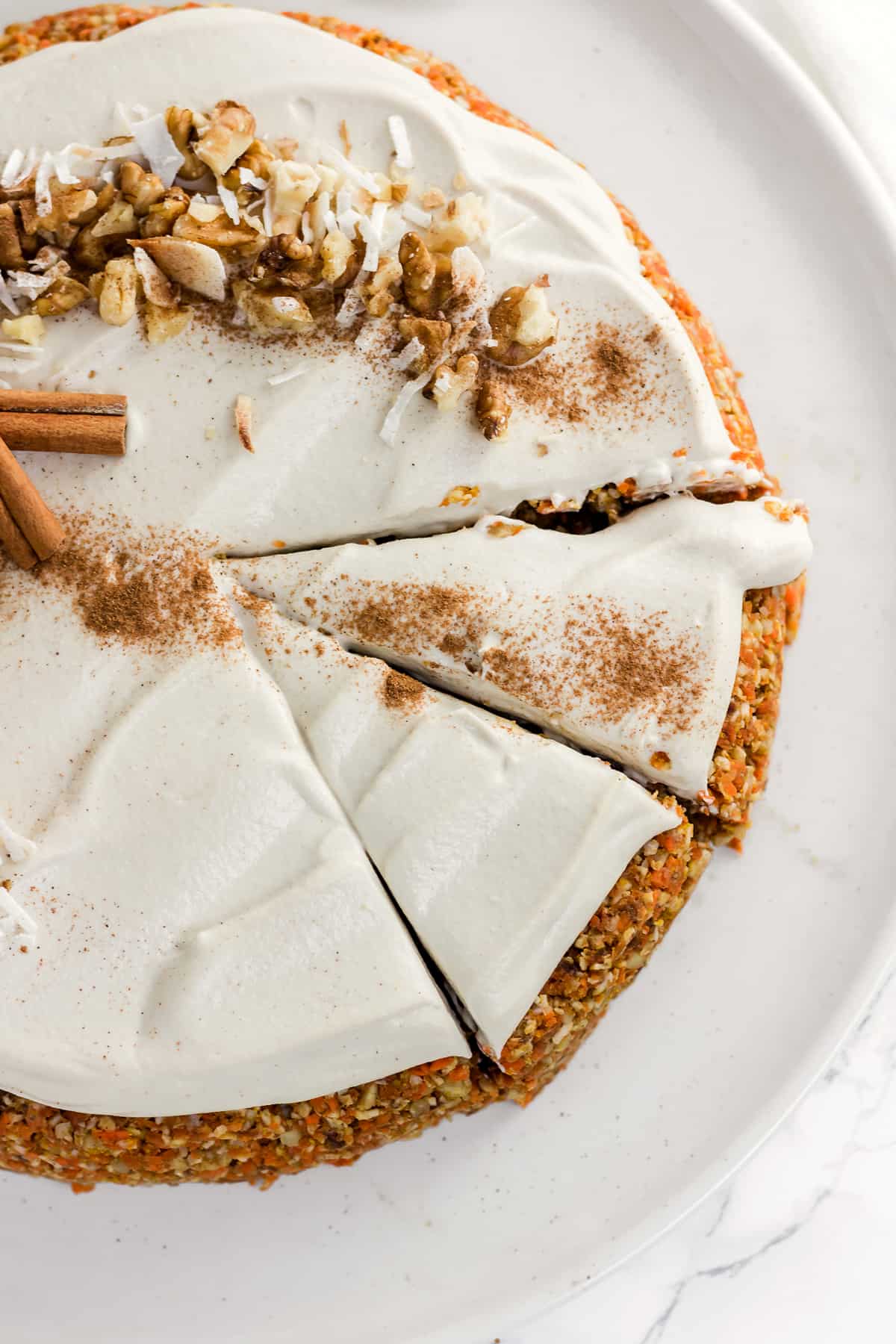 Raw Carrot Cake with Cashew "Cream Cheese" Frosting (Vegan, Gluten Free, Refined Sugar Free)