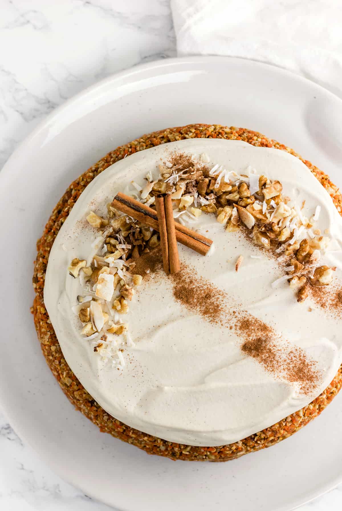 Raw Carrot Cake with Cashew "Cream Cheese" Frosting (Vegan, Gluten Free, Refined Sugar Free)