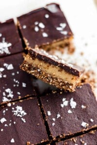 No-Bake Chocolate Peanut Butter and Banana Collagen Bars (gluten free, vegan, refined sugar free)