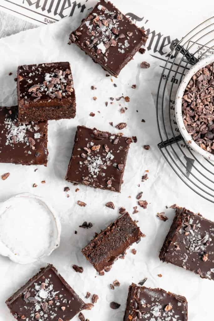 no bake brownies with cacao nibs and sea salt