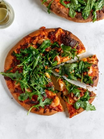 Shrimp and Arugula Pizza