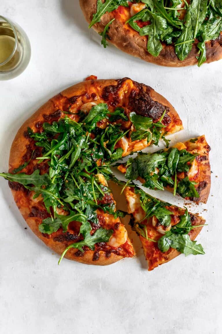 Shrimp and Arugula Pizza